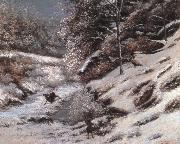 Gustave Courbet Injured deer in the snow oil painting artist